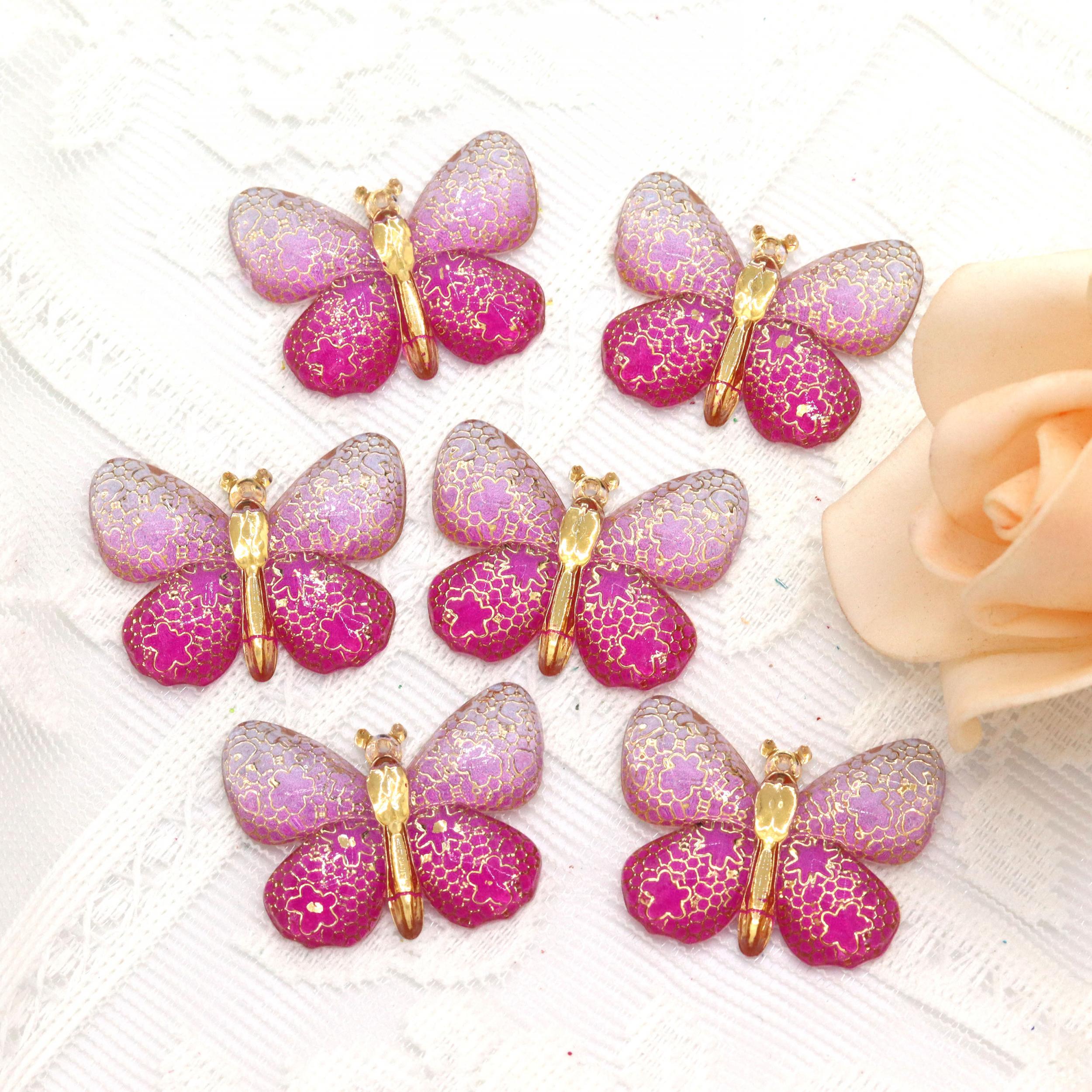 10pcs Butterflies Resin Charms for Keychain DIY